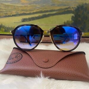 Ray-Ban tortoise Frame with Blue Lenses Sunglasses